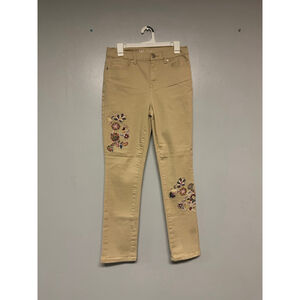 Women's DG2 Beige Ankle Jeans with floral Embroidery, cottage core Size 8